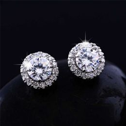 Super New Arrival Friends 18K White Gold Plated Studs Earings Big Diamond Earrings for Women Zircon Earrings2758