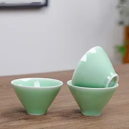 Cups Saucers 3pcs Customized Celadon Teacup Chinese Ceramic Tea Cup Set Household Small Bowl Master Traditional Accessories