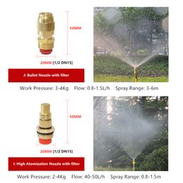 Brass Atomizing Spray Fitting Nebulizer Water Sprinklers Heads Garden Irrigatio Misting Nozzle Greenhouse Yard Cooling Cocina