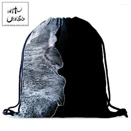 Drawstring Who Cares Bag Portable Fashion Backpack Women Pouch Shopping Art 3D Printing Shoe Mochila Feminina Escolar