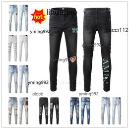 COOLGUY amis New amar Denim miri Arrivals amari Pants amirirlies 4QBI Clothing Holes Jean Mens Biker Luxury Trousers Designer AM Jeans 2024 Man C3F8