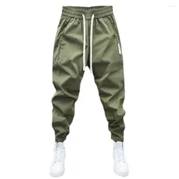 Men's Pants Men Mid-rise Harem Drawstring Elastic Waist Casual With Pockets Soft Breathable Ankle Length Trousers For A