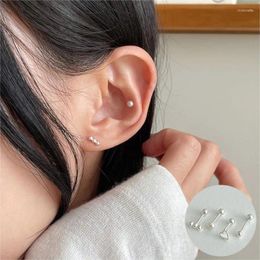 Stud Earrings 925 Sterling Silver Geometric Studs For Women Girl Simple Love Heart Ball Design Jewelry Party Gift Drop