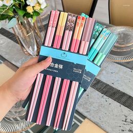 Chopsticks 24cm Reusable 5 Tableware Chinese Sushi Cooking Sticks Japanese Pairs Korean Colourful