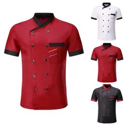 Cook Uniform Restaurant Women And Men Cook Kitchen Uniform Patch Pocket Super Breathable Chef Top Restaurant Garment
