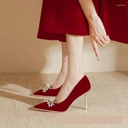 Dress Shoes Size 30-43 Bride Bridesmaid Wedding Stiletto Heel Red High Heels Women Point Toe Thin