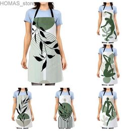 Aprons Aesthetic Women kitchen apron kids original Children Waterproof girl princess waiter work apron oil proof nordic boho plant Y240401OK5R