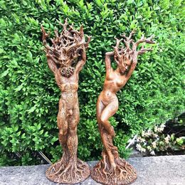 Forest Goddess Statue Resin Tree God Sculpture Ornament Garden Crafts Creative Statue Home Room Desk Decoration Accessories 240322