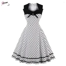 Casual Dresses PULABO 50s 60s Vintage Retro Women Dress Sleeveless Polka Dot Party Vestido Elegant Patchwork Red A Line Big 4XL