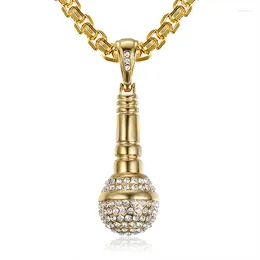 Pendant Necklaces Hip Hop Rapper Bling Iced Out Microphone Pendants Men Stainless Steel Jewelry High Quality Gift