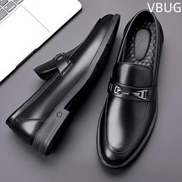 Dress Shoes Men's Two-layer Cowhide Casual Business Leather Light Wear-resistant Flat Bottom Fashion Comfortable Round Toe Breathable