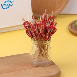 Forks 100Pcs Dragon Year Fruit Fork Decoration Plate Sticks Chinese Home Indoor Scene Bamboo