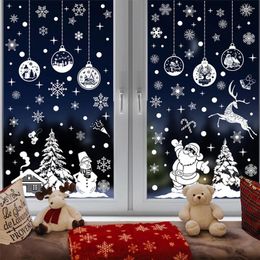 Window Stickers 9pcs Christmas Sticker For Winter Self Adhesive Waterproof Reusable Home Decor Party Shop Snowman Year Universal