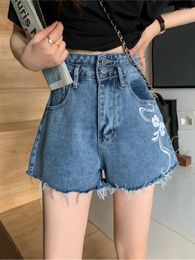 Women's Shorts Jeans Women Blue Denim 2024 Summer Loose Wide Leg A-line Super Pants