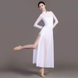 Chinese Classical Dance Ethnic Style Cheongsam High Waist Slit Modern Dance Practice Clothing Professional Performance Costume
