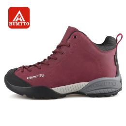 Boots Humtto Hiking Shoes Women Winter Outdoor Walking Sneakers Leather Sports Climbing Boots Waterproof Nonslip Warm Trekking Shoes