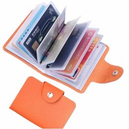 busin Card Holder Anti-theft ID Credit Card Holder Fi Women's 24 Cards Slim PU Leather Pocket Case Coin Purse Wallet I8bp#