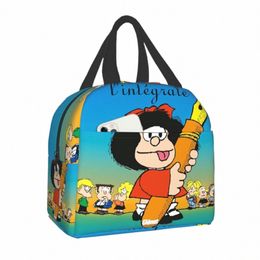 classic Mafalda Insulated Lunch Bag for Work School Quino Carto Mang Warm Cooler Thermal Lunch Box Women Children Picnic Bags Q8pi#
