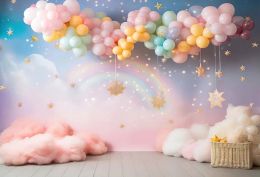 Mehofond Photography Background Twinkle Stars Colorful Rainbow Balloons Girl Birthday Party Portrait Decor Backdrop Photo Studio