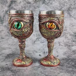 Wine Glasses Creative Dragon's Eye Goblet Retro Resin Stainless Steel Glass Dragon Warrior Bar Decoration Cocktail PersonalityGift