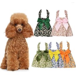 Dog Apparel Fine Workmanship Easy-wearing Dress-up Pet Bowknot Floral Princess Dress Fancy Daily Wear