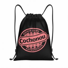 pink Cochou Saucisss Drawstring Backpack Women Men Sport Gym Sackpack Portable Training Bag Sack e1Rm#