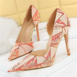 New Women 10.5cm High Heels Pumps Lady Stripper Stiletto Purple Cloth Scarpins Wedding Heels Catwalk Nightclub Party Sexy Shoes