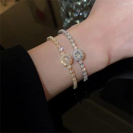 Charm Bracelets Fashion Shiny Zircon Bracelet Resizable Golden Silvery Pave CZ Bangle For Women&Men Classical Heartbeat Crystal Jewellery