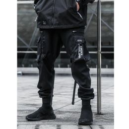 Tactical Functional Cargo Pants Men's Clothing Joggers Black Elastic Waist Trousers HipHop Streetwear Multi-pocket Harajuku