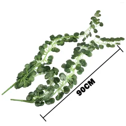 Decorative Flowers 2PC 90cm Artificial Green Plant Vine Hanging Rattan For Home Garden Wall Fence Party Decoration Simulation Flower Basket