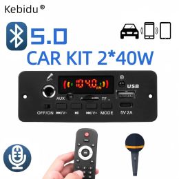 80W Amplifier MP3 Decoder Board DC 12V Bluetooth 5.0 Car Kit 6.5mm Microphone MP3 Player FM TF USB 3.5mm AUX DIY Home Speaker