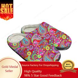 Slippers Bohemia Mandala Flower Print Home Cotton Mens Womens Plush Bedroom Casual Keep Warm Shoes Thermal Slipper Custom Shoe