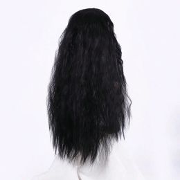 New front lace wig for women in the middle part corn perm long curly hair small curly hair chemical fiber head set 45cm