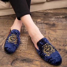 Slippers Summer Men's Casual Velvet Black Loafers Half Non-Slip Flat Mules Shoes