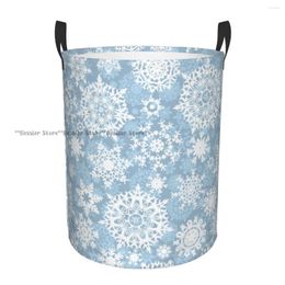 Laundry Bags Foldable Basket For Dirty Clothes Snow Flakes Pattern Storage Hamper Kids Baby Home Organizer