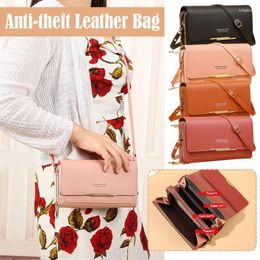 Evening Bags Women Multifunctional Durable Handbags Anti-theft PU Leather Crossbody Shoulder Wallet Clutch Ladies Mobile Phone Bag