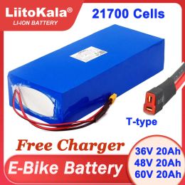 Liitokala 36V 48V 60V 20Ah ebike battery 21700 Lithium Battery Pack For Electric bike Electric Scooter + Charger 42V 54.6V 67.2V