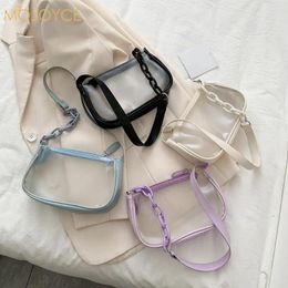 Bag Fashion Women PVC Transparent Chain Shoulder Underarm Bags Casual Ladies Zipper Small Purse Handbag
