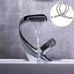 Bathroom Sink Faucets Waterfall Taps Single Knob Control Basin Mixer Tap /Cold Adjustable Washbasin Faucet Easy To Use