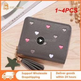 1~4PCS Women Small Wallet Ladies Mini Tassel Wallet Cute Girl Short Zipper Lovely Pu Leather Coin Purse Female Hand Wallet Purse