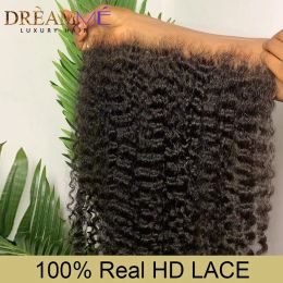 Kinky Curly 13x4 13x6 HD Lace Frontal Only Pre plucked Natural Hairline 5x5 6x6 7x7 Invisible HD Lace Closure Only Brazilian