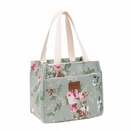 portable Floral Print Lunch Bag Thermal Insulated Lunch Box Tote Cooler Functial Handbag Student Bento Pouch Food Storage Bags u8IC#