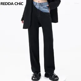 Women's Jeans REDDACHiC Spliced Black Baggy 90s Skater Wide Leg Pants Thin Summer High Waist Trousers Acubi Fashion Women Streetwear