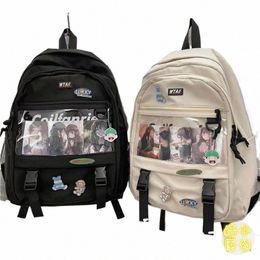 japanese Harajuku Backpack Women Transparent Pocket Itabag Backpacks High School Bags JK Cool Teenage Girls Bags ita bag mochila u2l4#