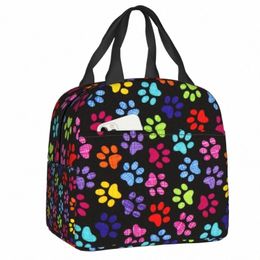 cute Animal Pet Dog Paw Pattern Lunch Bag Thermal Cooler Insulated Lunch Box for Student School Work Picnic Food Tote Bags v1kl#