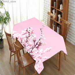 Table Cloth Cherry Blossom Tablecloth Waterproof Wedding Coffee Table Rectangular Tablecloth Home Kitchen Table Cover Fireplace Mat Y240401