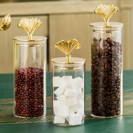 Storage Bottles 220ML/1500ML Light Luxury Household Food Tea Glass Sealed Can Kitchen Moisture Proof Grain Tank & Jars