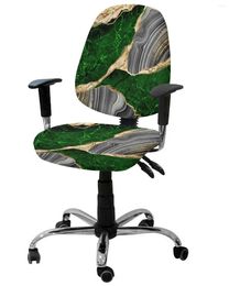 Chair Covers Green Marble Texture Elastic Armchair Computer Cover Stretch Removable Office Slipcover Split Seat