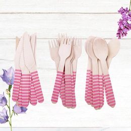 Disposable Flatware Spoons Serving Fruit Party Wooden Utensils For Eating Kitchen