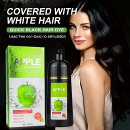 Colour 500ml Black Hair Dye Shampoo Organic Easy Use 5 mins Fast Result Apple Hair Colour Cream For Cover Grey White Hair